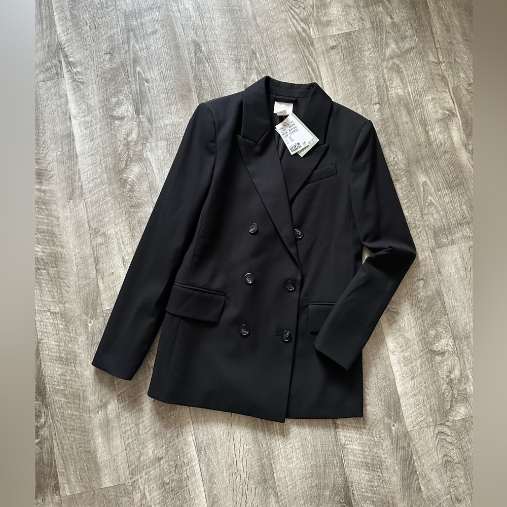 NWT H&M Double-Breasted Black Blazer Size XS